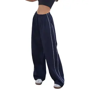 Women Baggy Track Pants Elastic Waist Wide Leg Parachute Pants Jogger Sweatpants Pants