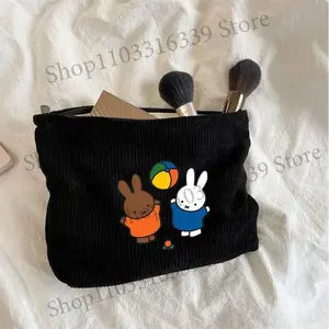 New Miffys Woman Corduroy Makeup Bag Female Cute Toiletry Bags Girl Kawaii Travel Portable Zipper Storage Wash Bag Birthday Gift