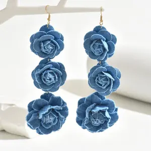 Simple and fresh women's earrings, niche floral fabric design studs, versatile and elegant earrings for parties, casual wear, and vacations