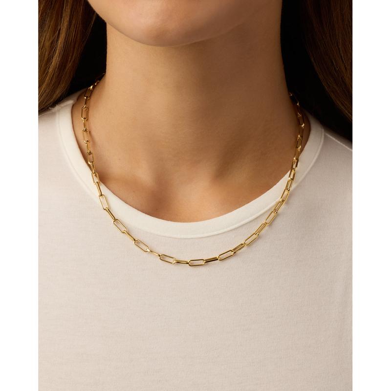gorjana – Parker Necklace – 18K Gold-Plated Paperclip Chain – Timeless & Customizable Jewelry – Elegant Foundation for Layered Looks
