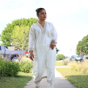 White Roman silk designer kurti Traditional