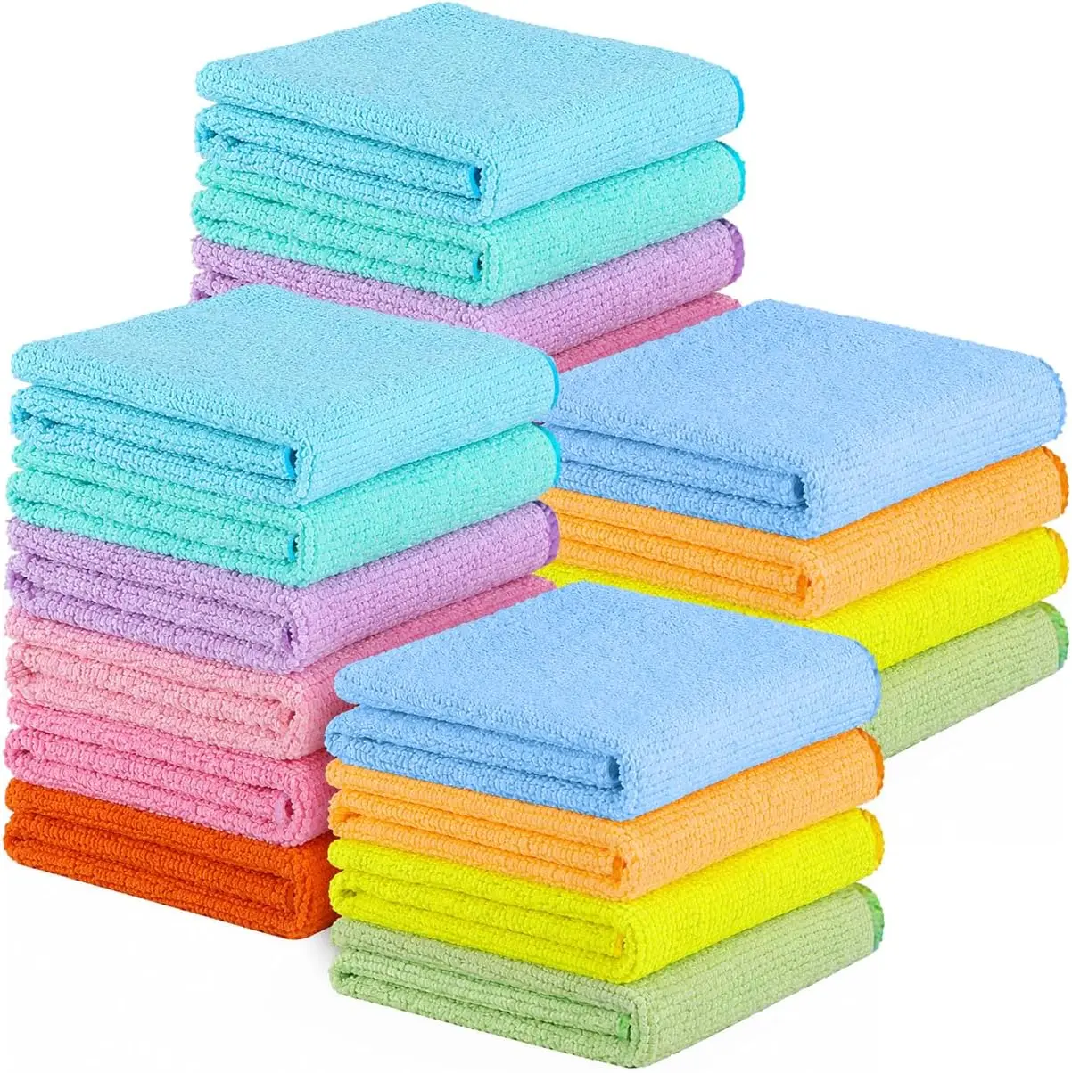 Microfiber Cleaning Cloth 20-PK, 11.5"×11.5" Car Wash Towel, Super Absorbent Durable Rags for Kitchen Surfaces, Scratch-Free on Glass, Easy Clean