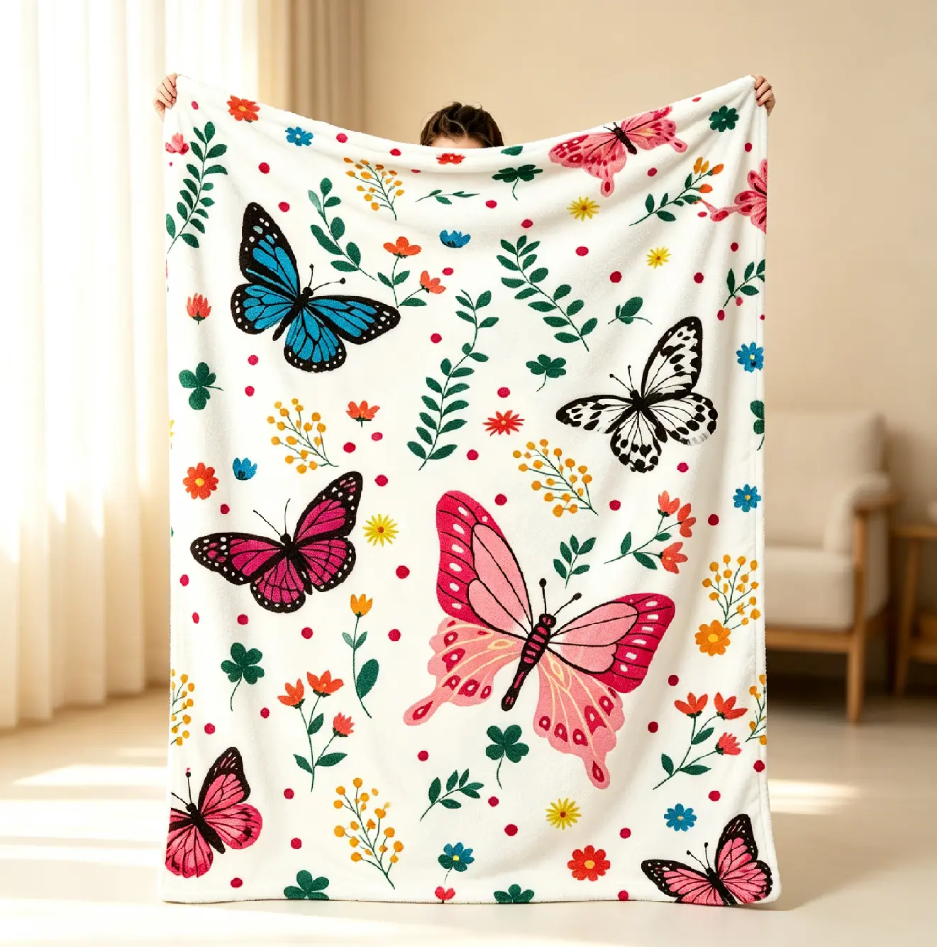 Back to School College Dorm Home Decor Gift,Butterfly Blanket Soft Flannel Bed Blanket for Birthday Gifts,Lightweight All Season Blanket,Suitable for Bedroom, Bed, Sofa, Couch, Living Room, Office, Nap, Travel, Car, Camping, Home Decoration