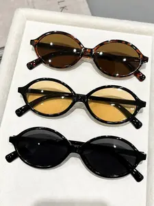 3 Pairs Retro Oval UV Protection Trendy Styling Sunglasses, Multiple Colors Available, Ideal for Cycling, Afternoon Tea, Outdoor Sports, Trendy Casual Sunglasses