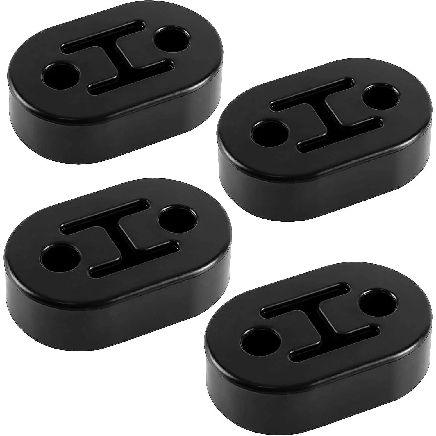 4pcs-black EPDM Rubber Exhaust Hangers, High-Density 2-Hole Muffler Mounts with 0.47" Hole Diameter, Universal Vibration-Absorbing Insulator Bushings, Fits Almost All Cars, Vibration Absorb