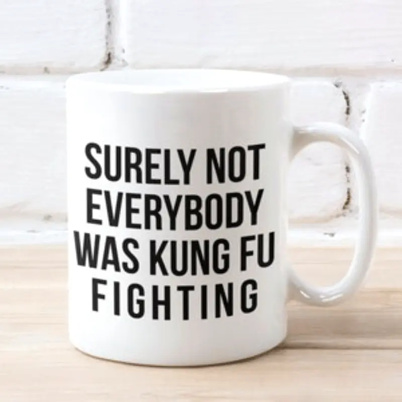 1pc 11 oz Ceramic Surely Not Everybody Was Kung Fu Fighting White Mug Gift Souvenir