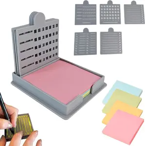 2025  Sticky Note Stencil, Sticky Note Holder with Five Templates, Suitable for 3x3 Inch Sticky Notes,  for to-Do Lists, , Office,  Sticky Notes Dispenser (Grey 5 Templates)