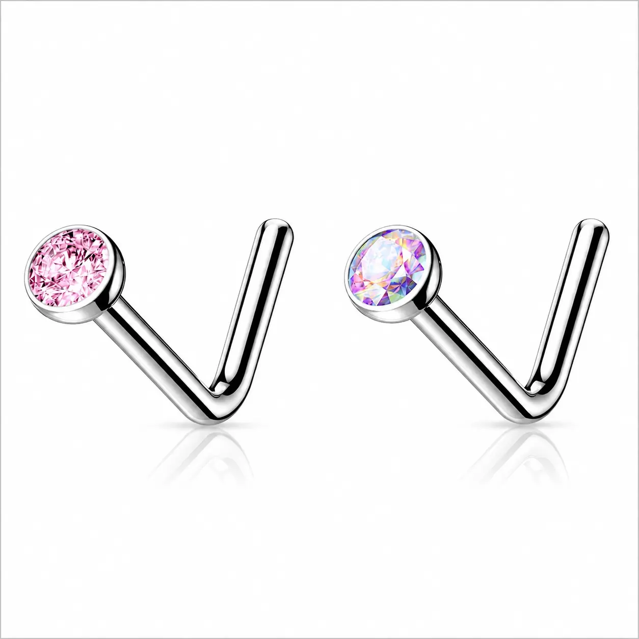 Titanium Jewel L Bend Nose Stud