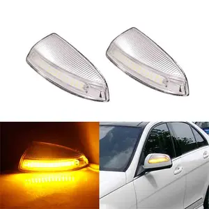 2PCS Clear Lens chrome Front LED Side Mirror Turn Signal Light For Mercedes Benz S204 W204 Vito W639 Replace OEM 2048200721, 2048200821