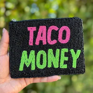 Taco Money Beaded Pouch – Fun Zipper Mini Bag