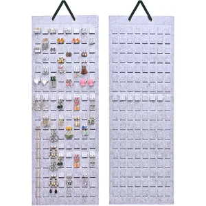 Hanging Earring Holder Organizer with 20 Hooks for Women, Earring Organizer Wall Earrings Hanger Pierced Earring Storage, Felt Stud Earring Display, 608 Holes for Earrings- Grey, 1 Pack