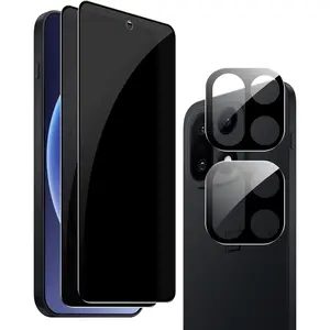 for  15 Screen Protector, [2+2 Pack] Anti-Spy Tempered Glass Film+Camera Lens Protector,9H,Bubble-Free,Anti-Scratch