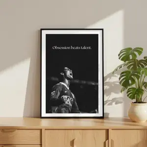 CR7 Poster, Motivational Sports Print, Football Wall Art, Vintage Sports Legend, Black and White Soccer Poster
