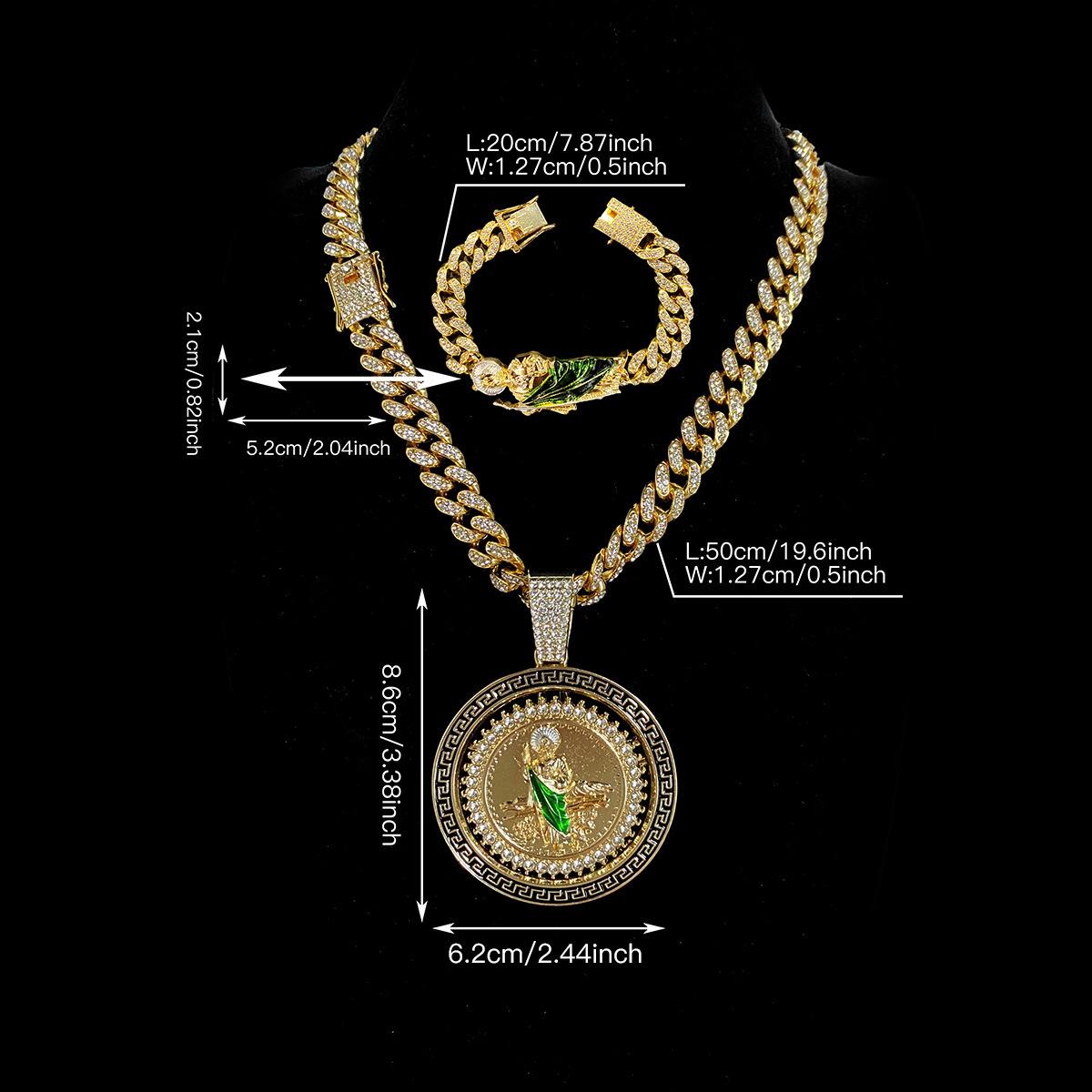 Faith-Inspired Accessory Set — The Perfect Holiday Gift — Unisex Rotating Religious Icon Pendant Necklace with Diamond Accents & Cuban Link Chain — Mother's Day Edition