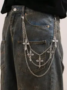 ZYNE Men's Adjustable Cross Layered Waist Chain, Punk Style Jeans Chain, Fashion Pants Chain for Party, Trendy All-match & Exquisite Accessory for Birthday Gift Adjustable Jewelry