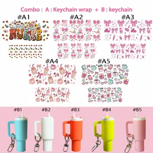 10 in 1 DIY Craft Kit, Includes 5 Mini Travel Mug Keychains & 5 UV DTF Nurse Design Stickers, Perfect Gift for Medical Students & Nurses