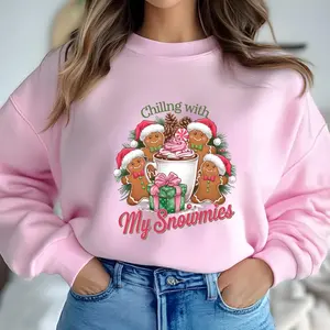 Chilling With My Snowmies, Ready to Press Heat Transfer, Gingerbread Cookies Shirt, Funny Snowmies Winter T-Shirt.