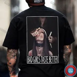 BAD GIRLS TASTE BETTER Suck Finger Nun Print Men's T-Shirt
