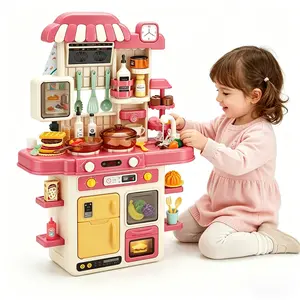 Simulation Kitchen Set, Large Play Kitchen with Realistic Lights and Sounds, Educational Toy for Kids Aged 3+, Requires 3 Aa Batteries