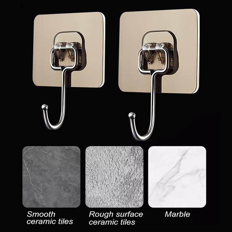 10 pieces of wall mounted hooks with strong adhesive and no need for drilling holesThey can be used to stick kitchen items on the wall without leaving any marks The hooks are made of durable materials Organiser Organizing