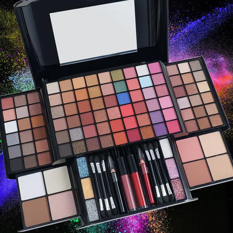 Multi-Functional Makeup Palette Set, Eyeshadow Lipstick Eyeliner Foundation Blush Highlighter and Contour, Perfect Gift, Cosmetic Set, Makeup Kit Set