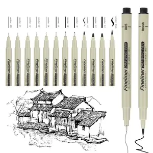 Fine Line Drawing Pencils, 0.2mm- Br Tip, Rich Models, Large Capacity Waterproof Ink Pens, Ideal for Hand Drawn Comics, Sketching, DIY Art Supplies