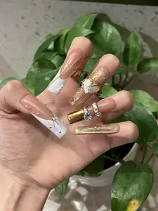 Valentine's Day Special | Handmade "Diamond Heart" Press-on Nails | Luxury Romantic 3D Heart Design | Salon Quality Reusable Nails | US Stock | Perfect Gift for Her