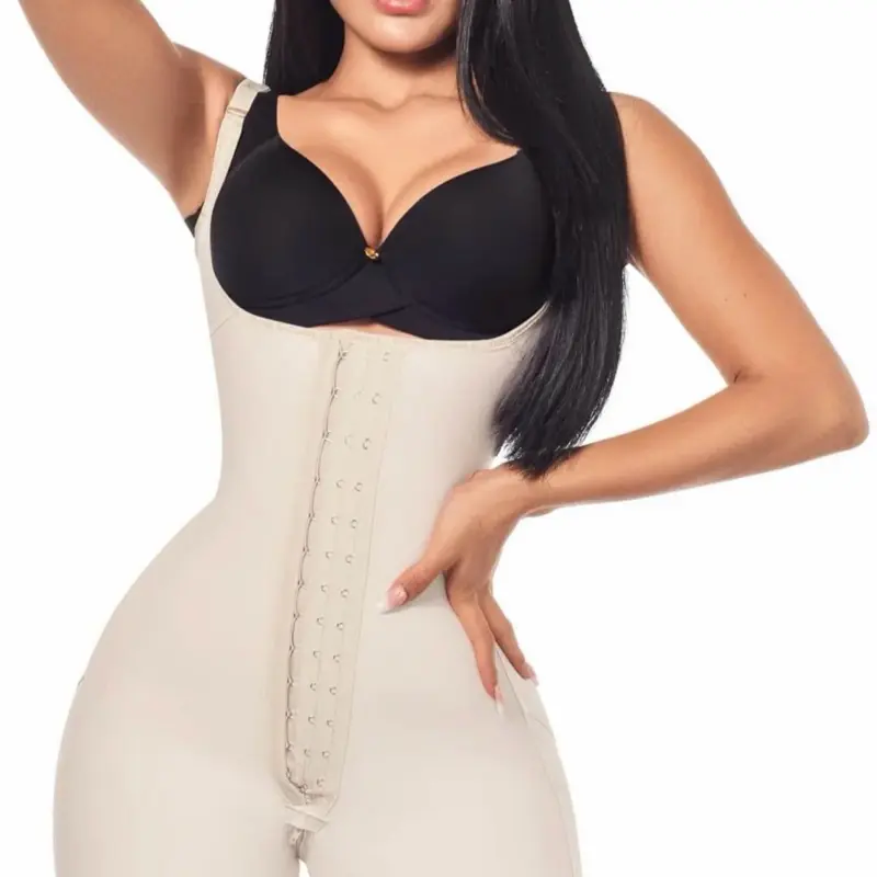 Women's Shapewear Bodysuit - Hourglass Waist Trainer, Mid-Thigh Length, Adjustable Straps, Front Zipper & Central Buckle (Ref. O-011/O-211) | Womenswear