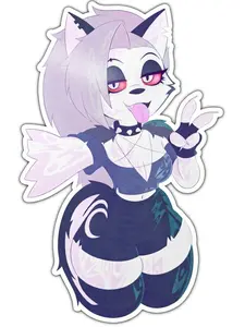 Goth Wolf Girl Aesthetic Sticker - Waterproof Vinyl Decal for Laptop, Water Bottle & Skateboard - Cute Alt Style Cartoon Sticker