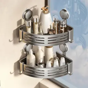 Corner Shower Caddy Suction Cup Shower Shelf No Drilling Bathroom Organizer Storage Rack Adhesive 2-Pack