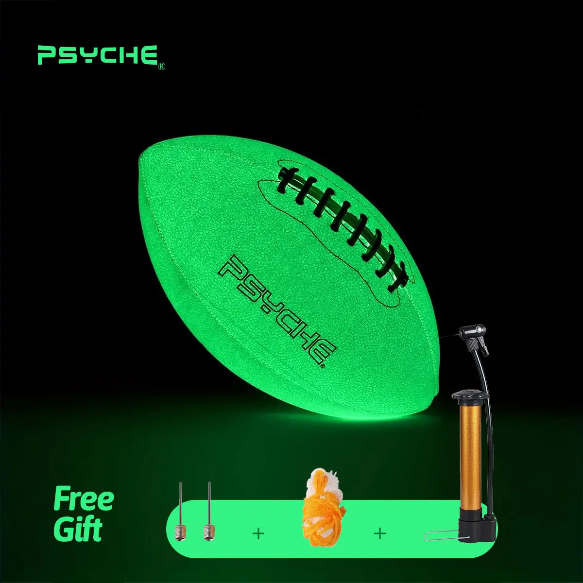 PSYCHE Rugby Glow in The Dark American Durable Football Rugby Perfect for Evening Play, Camping, and Beach Fun reflective  ball,Christmas Gift