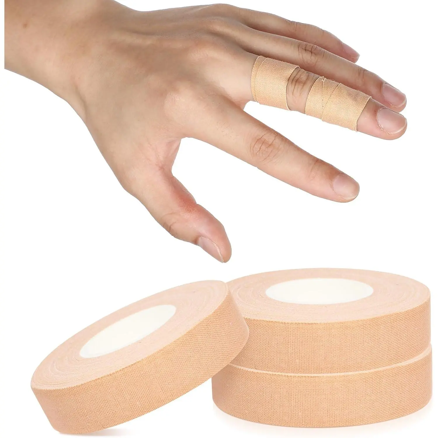 Finger Tape, 0.5 Inch x 10 Yard Nude Athletic Tape Extra Strong Adhesive, 3 Rolls Sport Tape, Medical Tape, Foot Tape for Rock Climbing, Grappling, Basketball, Lifters and BJJ Finger Tape