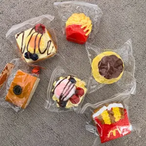 Handmade Realistic Food Taba Squishy, Toast Burger Cheesecake Pudding