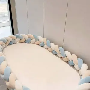 【 2-meter extension 】 One Handmade Three Strand Woven Long Pillow, Comfortably Soft Sewn Fabric Pillow, Decorative Bed Rail Cushion for Guest Rooms and Bedrooms, Sofa Tatami Backrest Protector, Fabric Decor Pillow, Suitable for 1.8m/2m Beds