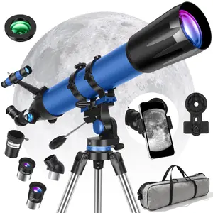 Refractor Telescope for Adults & Astronomy Beginners, 90mm Aperture 800mm Professional Model with AZ Mount, Stainless Steel Tripod, Carry Bag, Moon Filter