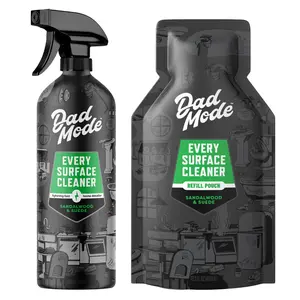 DadMode Every Surface Household Cleaner for All Non-Fabric Surfaces  | Bottle + Refill | Scented Sandalwood & Suede Cleaning Products Cleaning Set