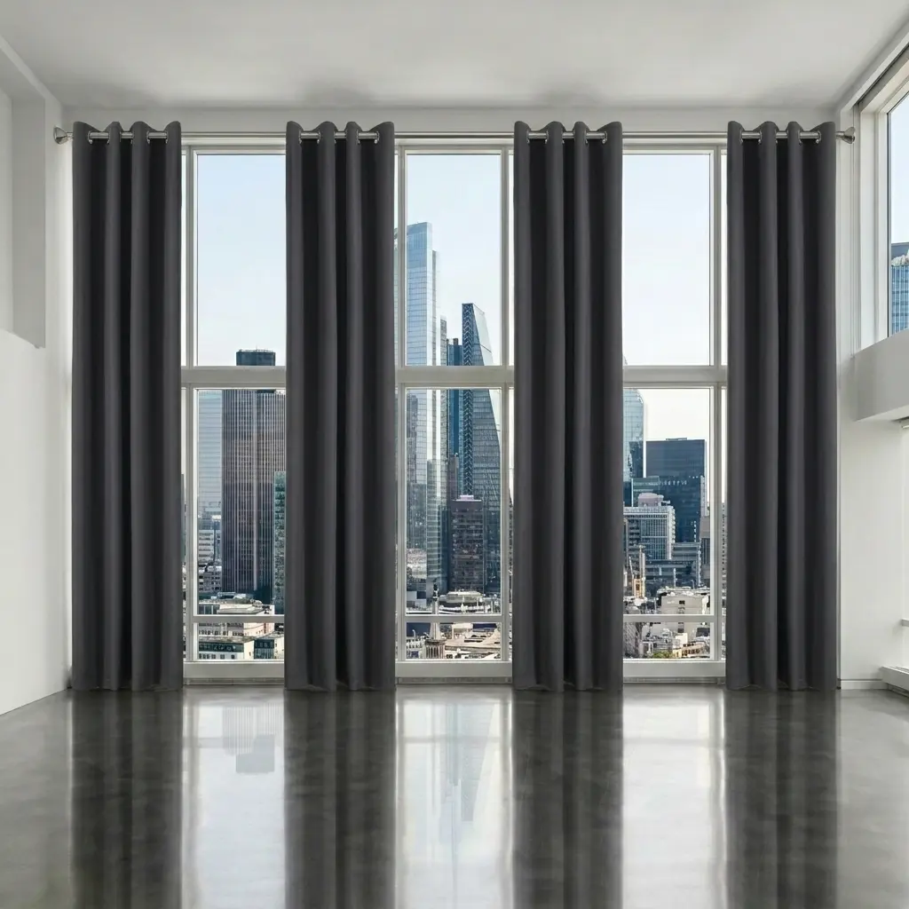 4-Piece Blackout Curtains with Grommet Tops & Full Curtain-Blind Kits, Sun-Blocking Home Textile Accessory, Privacy Focus, Heat Insulation, Road Noise Reduction for Bedrooms, Living Rooms