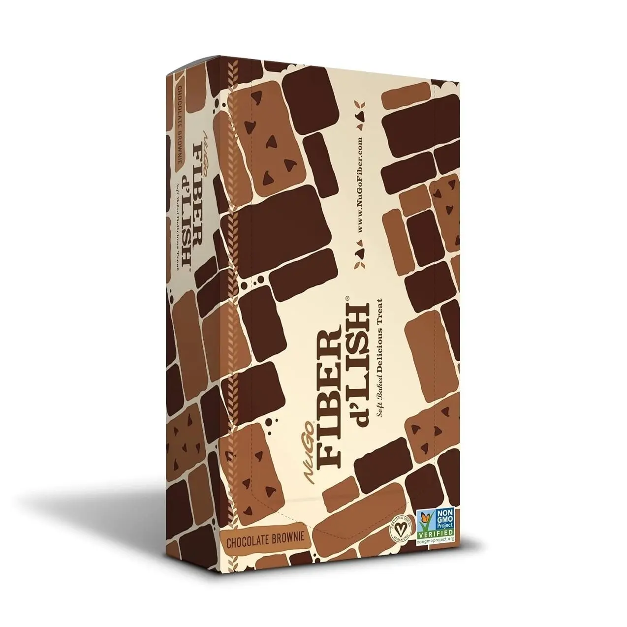 NuGo Fiber d'Lish Chocolate Brownie, 12g High Fiber, Vegan, 150 Calories, 16 Count