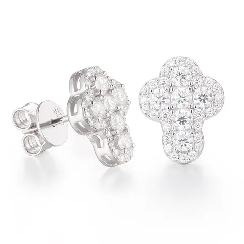 UCCIYO D-color VVS1 Synthetic Moissanite Cross Stud Earrings, Real 925 Silver 925 Jewelry for Adults - Female & Men's Earrings, Sparkling Iced Out Daily Wear Gift, summerwins【#E236】