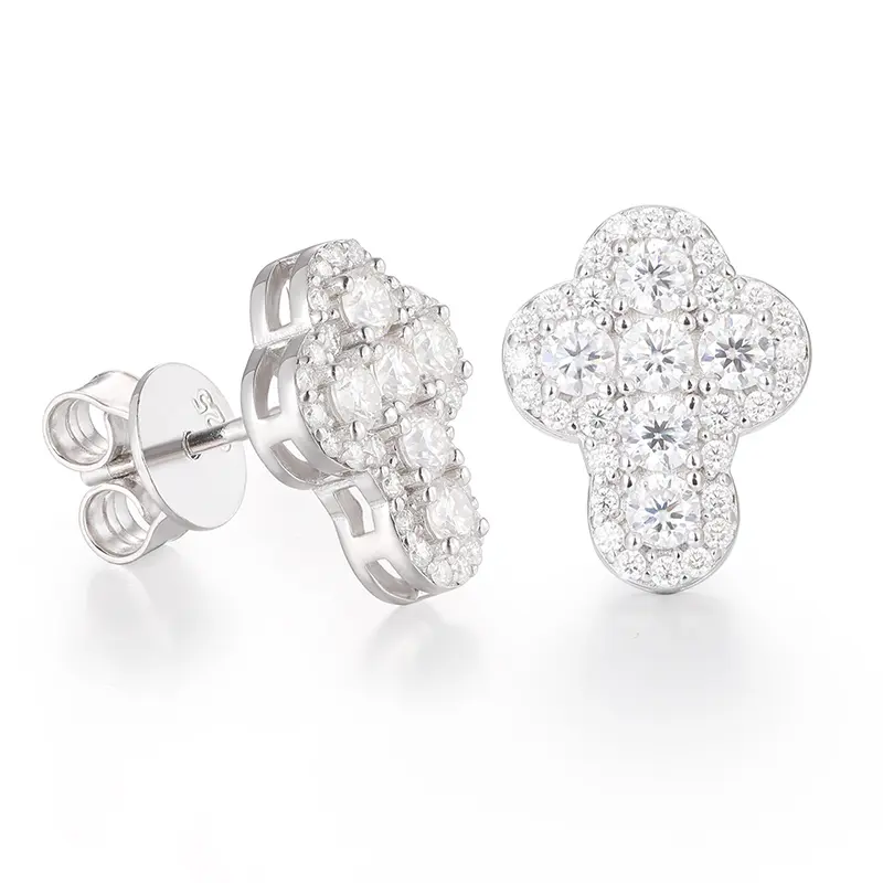 D‑color VVS1 Synthetic  Moissanite Cross Stud Earrings For Women Men's Real 925 Silver Jewelry Sparkling Iced Out Gift For Daily Wear summerwins【#E236】 Shining Earrings Good Earrings