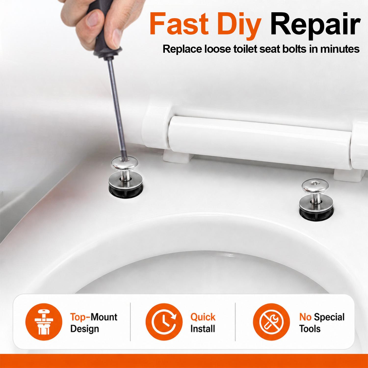 bogoeooa Universal Toilet Seat Bolt Kit Screws Quick Release Easy Install Toilet Seat Replacement Parts Toilet Cover Maintenance Fixing Accessories, Universal for Top Mount