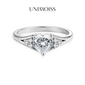 UniMoiss Moissanite 1ct Declaration of Love Heart Ring Silver-Plated Wedding Engagement Anniversary Valentine's Day Birthday Gift Daily Wear men woman gift fashion jewelry