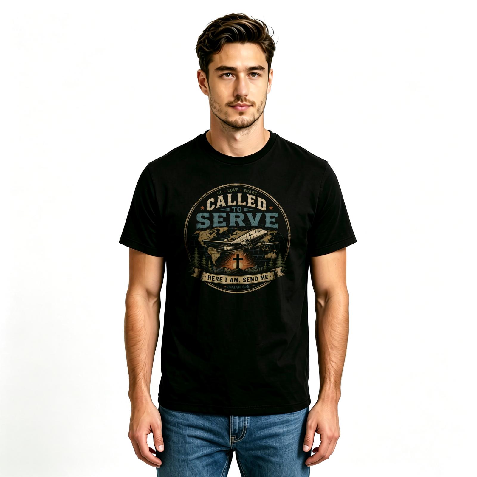 Men's Unisex Breathable Soft Cotton Graphic Print Christian Faith T-Shirt - Church Group Worship, Serve Mission Volunteer Religious Gift, Adult Sizes