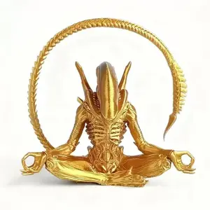 Meditating Alien Figurine, Creative Design for Personalized Atmosphere, Perfect for Collecting, Unique Outer Space Decor