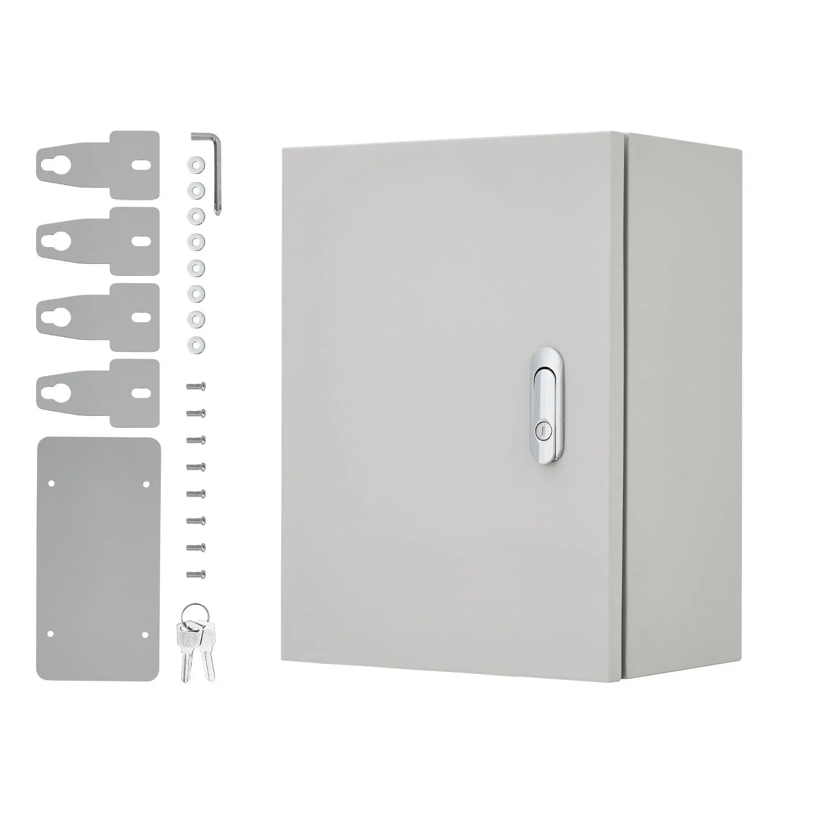 Electric Outdoor Box 14 x 10 x 6 Inches in Stainless Steel - NEMA 4X/IP66/IP67 - Waterproof Dustproof - Cabinet with Lock and Plate - Indoor/Outdoor - Gray - White bistro table carry bag drill slot lightweight wheelchair cast iron core deck porch backyard