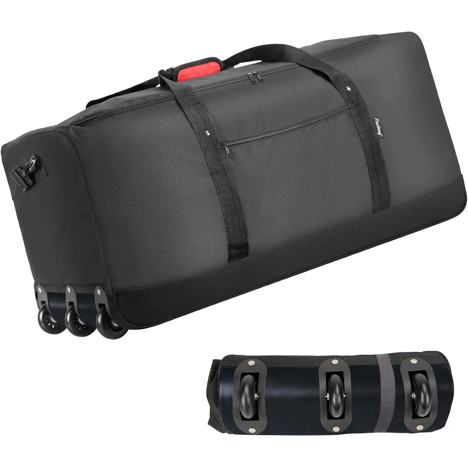 120L Foldable Rolling Duffel Bag with 3 Wheels, Lightweight 32 Inch Travel Bag with Large Capacity and Shoulder Strap for Moving, Travel, Camping, Sports r and Long Trips