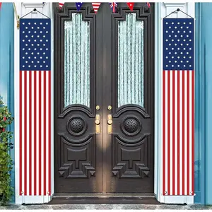 4th of July Independence Day Decorations Memorial Day Decor Indoor and Outdoor Hanging American Flag Banners (2 Pcs)