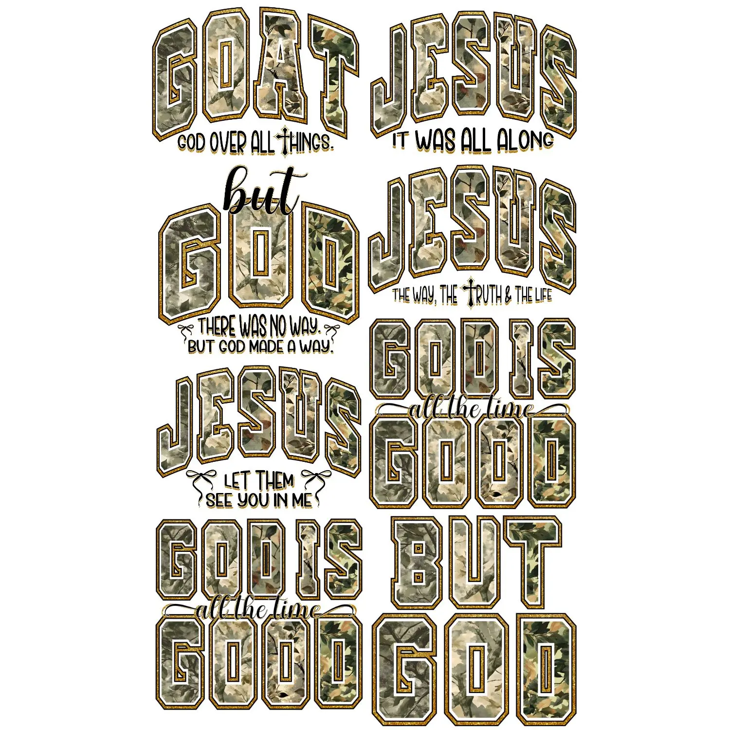 Faith Camo premade DTF gang sheet-8 adult prints