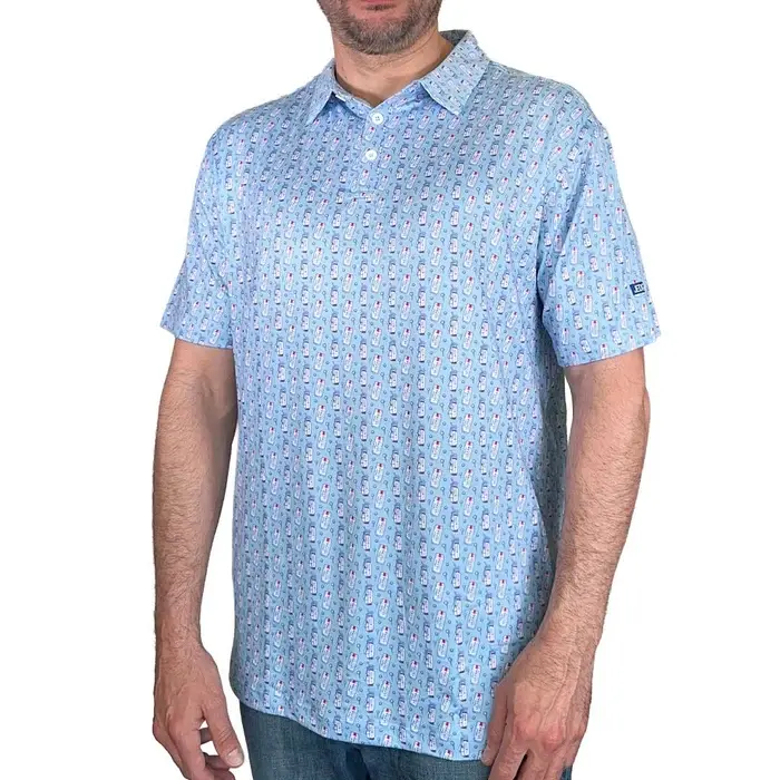 Michelob Ultra - Cans & Clubs Polo Men’s Performance Polo Shirt Menswear Top Outdoor Polyester Casual Fabric