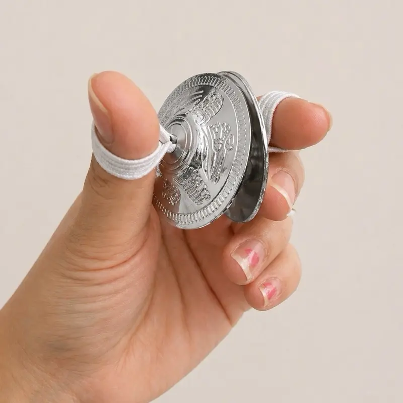 Silver Metallic Finger Cymbals - Unisex Zills for Beginners, Easy-to-Use Percussion Accessories, Adds Glamour, Creates Captivating Rhythms, Boosts Dynamic Musical Performance Elements